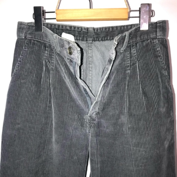 Cream Men's Charcoal Gray Corduroy Loose Fit Straight Leg Trousers - Size 30 - Picture 2 of 5